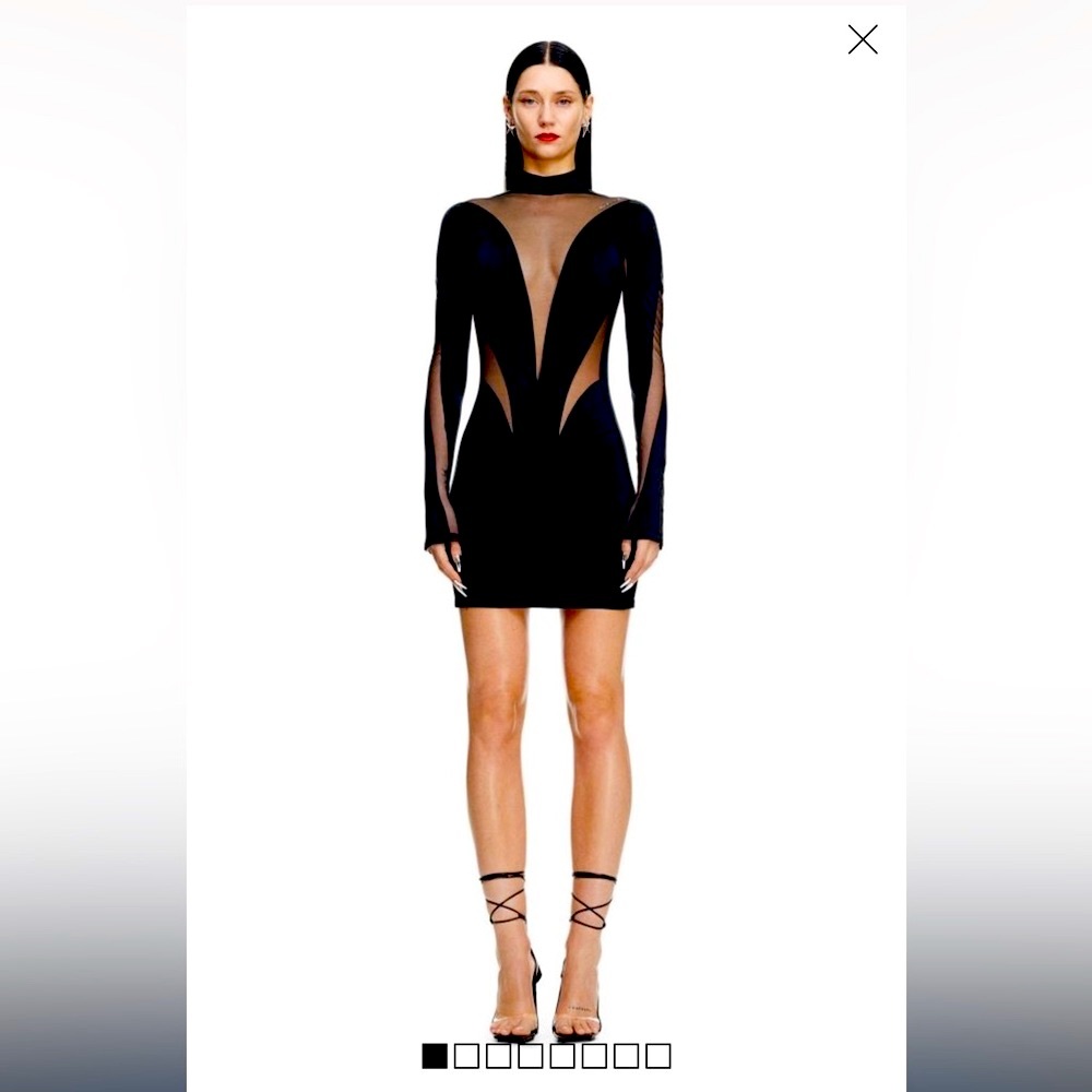 H&M Mugler Mesh Paneled Mini Dress